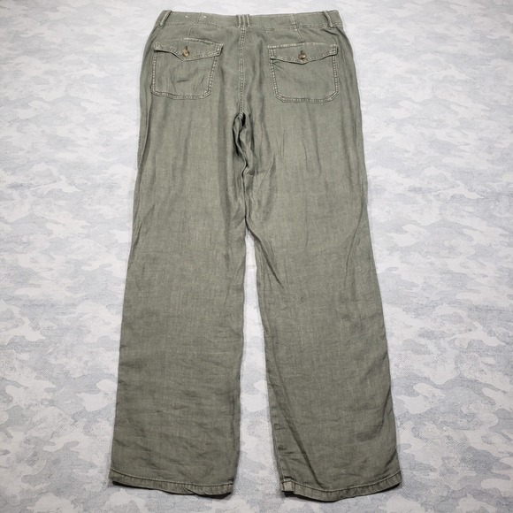 American Eagle Pants Womens 16 Green Linen Blend Straight Leg Lightweight NWT - Picture 11 of 12